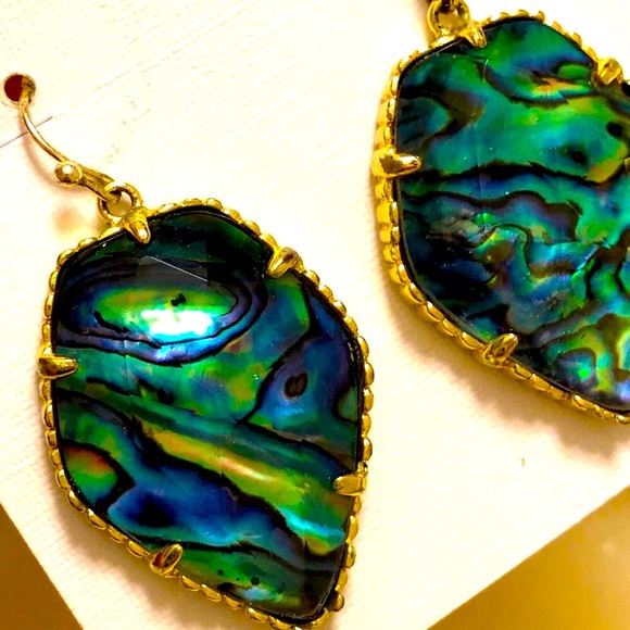 NWOT RARE & Retired Kendra Scott Corley Earrings Abalone Yellow Gold INCREDIBLE! - Picture 6 of 11